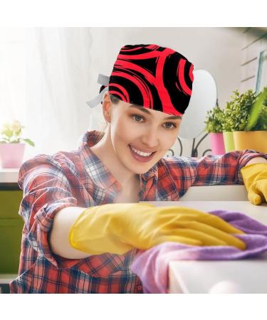 Roses Scrub Surgical Caps Hats for Women - 2PCS Bouffant Working Hat with Ponytail Holder, Pattern 01 - Buy Online on GoSupps.com