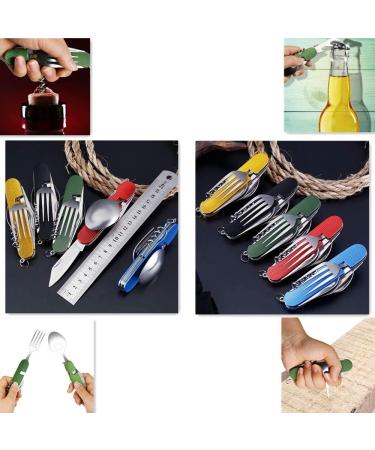 6-in-1 Camping Utensil Set with Detachable Spoon, Fork, and Knife Combo in Carrying Pouch - Blue + Red - Buy Online on GoSupps.com