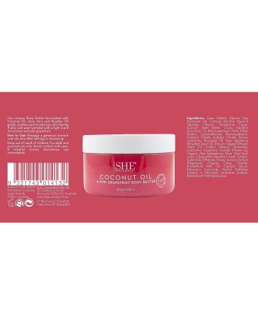 Om She Aromatherapy Coconut & Pink Grapefruit Body Butter - Nourishing skincare with coconut oil and refreshing pink grapefruit scent - Buy Online on GoSupps.com