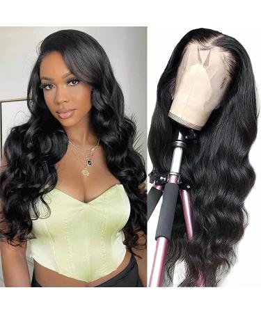 Segsavor 13x4 Lace Front Wigs Human Hair 180% Density Body Wave HD Transparent Lace Frontal Wigs Pre Plucked with Baby Hair Natural Glueless Human Hair Wigs for Women (natural color  26inch) 26 Inch