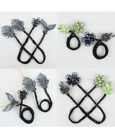 LONGLUAN Rhinestone Flower Hair Clip Elegant Lazy Hair Curler Elegant Meatball Head Hair Anti-Slip Hairpins Reusable Spiral Hair Braid Braiding Clips DIY Hair Styling Accessories (Green) - Buy Online on GoSupps.com