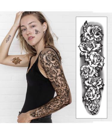 SOOVSY Full Arm Temporary Tattoos - 46 Sheets, 3D Extra Large Realistic Design, Waterproof, Colorful Flowers - Women, Men, Adults, Kids (Color-3) - Buy Online on GoSupps.com