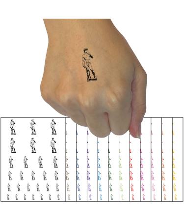 Statue of David by Michelangelo Art Temporary Tattoo Water Resistant Fake Body Art Set Collection - Black (One Sheet)