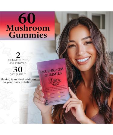 Hewleshen Mushroom Gummies Delicious Vegan Supplement with 12 Mushroom Extract Blend for Focus Energy & Wellness (60 Gummies) - Buy Online on GoSupps.com