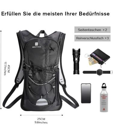 BBAIYULE 2L BPA-Free Drinking Bag & Reflective Bicycle Backpack | Ultralight Running Pack (380g) in Black & Army Green - Buy Online on GoSupps.com