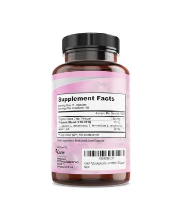 Pure By Nature Apple Cider Vinegar Pills with Probiotic - 120 Capsules for Weight Management & Cleanse Support | Raw ACV for Men & Women - Buy Online on GoSupps.com