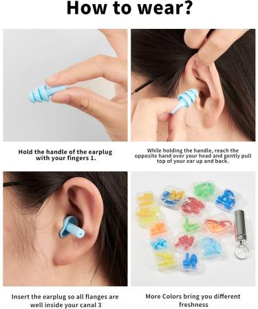 Earrings for Hearing Protection - 14 Pairs Silicone Earplugs SNR 31dB - Waterproof & Reusable for Sleeping & Travel - Colorful Portable Case - Buy Online on GoSupps.com