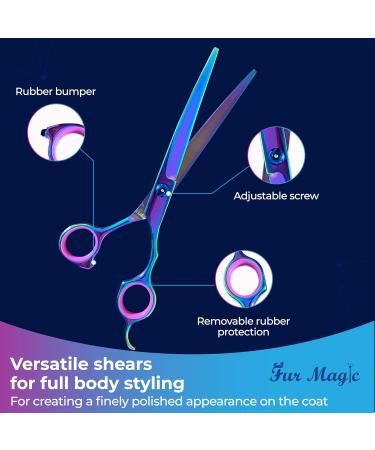Fur Magic Dog Grooming Scissors Set 4 Pieces Stainless Steel Grooming Products for Dogs and Cats with Straight Scissors Thinning Scissors Curved Scissors and Grooming Comb - Buy Online on GoSupps.com