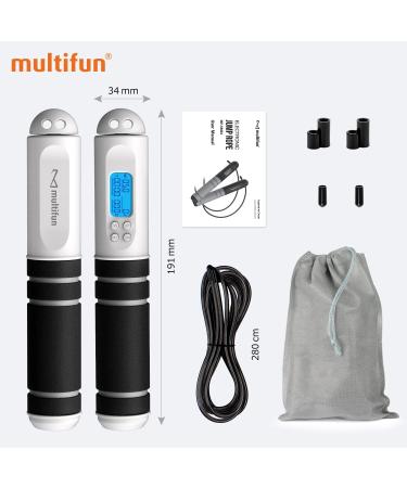 Multifun Speed Skipping Rope with Calorie Counter - Adjustable Digital Counting Jump Rope for Fitness & Boxing - Black/White - Buy Online on GoSupps.com