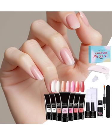  LearnLyrics Complete Nail Kit with Everything Poly Gel Nail Kit | Extension Gel Set with UV Poly Nail Kit | 7 Color Nude Thickening Solution Builder Nail Art - Buy Online on GoSupps.com