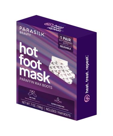 Parasilk Beauty Hot Foot Mask  1 Pair Self Contained Paraffin Wax Boots for Intensive Hydration. Infused with Coconut Oil, Argan Oil, Marula Oil, and Vitamin E. One Size Fits Most