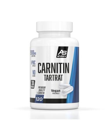 All stars Carnitin Tartrat high -dose - 2000mg Premium Quality L -Carnitin Pro Pro But supports fat burning & definition phase 120 HPMC capsules vegan without gelatin 1 Pack (1 x 105g)