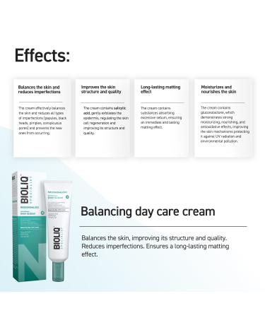 Bioliq - Specialist Balancing Day Care Cream - with Oleanolic Acid, Gluconolactone, Salicylic Acid, and UV Protection - Mattifying Effect - 30ml - Buy Online on GoSupps.com