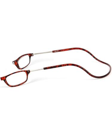 TBOC Reading Glasses +2.50 Diopter - Stylish Brown Tortoise Foldable for Men & Women - Ideal for Presbyopia - Magnetic Clip Design (1 Pack) - Buy Online on GoSupps.com
