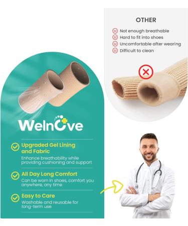 Welnove Toe Sleeve Protector Tubes with Gel for Bunion, Callus, Corn, Blister, Hammer Toe - 6 Pack (3 Large, 3 Small) - Buy Online on GoSupps.com