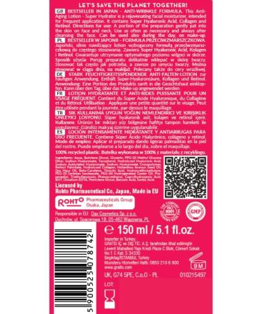Hada Labo Tokyo Anti-Ageing Super Hydrator Lotion - Super Hyaluronic Acid, Collagen & Retinol - 150ml (Pack of 1) - Buy Online on GoSupps.com