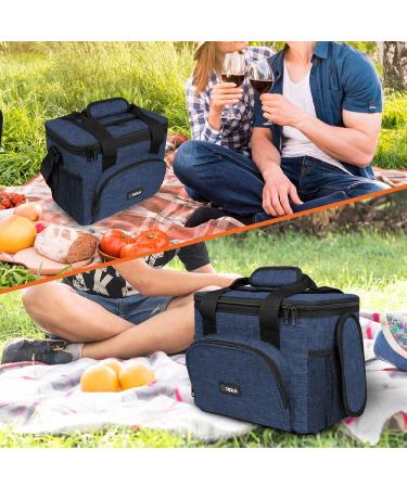 OPUX Insulated Small Cooler Bag for Travel - Heather Navy | Leakproof Lunch Bag Box for Camping, Beach, Work | Collapsible Lunch Pail - Fits 16 Cans - Buy Online on GoSupps.com