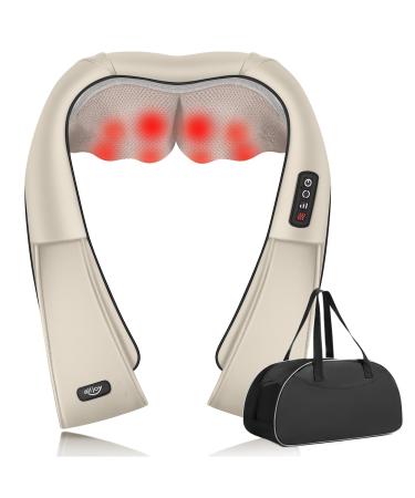Alljoy neck massage device Shiatsu massage device electrically with heat function shoulder shoulder for back legs feet back massage device for house office gifts for men (beige)