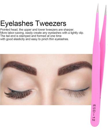 Lash Tweezers 2 Types Straight and Curved Tip Tweezers Nipper Stainless Steel Eyelashes Tweezers Accurate Portable Pincet for Eye Lashes Grafting Extension(ESD - Buy Online on GoSupps.com