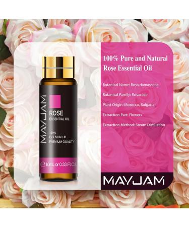 MAYJAM Rose Essential Oil 10ML - Pure Rose Oil for Diffuser Humidifier & DIY - Perfect for Home & Wardrobes - Buy Online on GoSupps.com