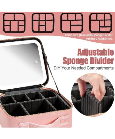 LED Lighted Makeup Travel Bag with Adjustable Dividers - Portable & Waterproof Organizer Case with Mirror - Pink - Buy Online on GoSupps.com