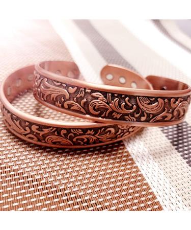 LONGRN-2PCS Copper Bracelet for Arthritis Relief - Pure Copper Magnetic Bracelet for Men with 6 Magnets - Relieve Joint Pain Efficiently - Buy Online on GoSupps.com