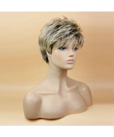 Buy Fouriding Women's Short Synthetic Wigs - Blonde Wig with Dark Roots | International Shipping Available - Buy Online on GoSupps.com