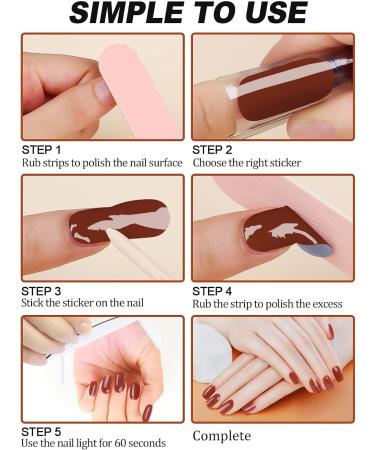 EBANKU Cured Gel Nail Strips - Long Lasting Waterproof Nail Wraps with Cuticle Stick, Nail File, and Wipes - UV/LED Lamp Required | NJTZ-008 - Buy Online on GoSupps.com