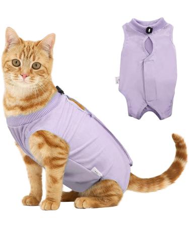 Voarge Recovery Suit cat cat body after op anti-trimming prevent licking after the operation wear weaning and keeping recovery recovery cloth suit for cats dogs (m purple) m purple