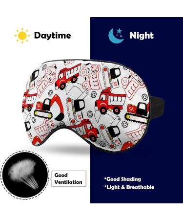 Cartoon Construction Vehicles Sleep Mask | Soft Red Cars Eye Cover for Women | Light-Blocking Adjustable Blindfold - Buy Online on GoSupps.com