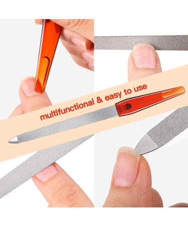 12 Pcs Metal Nail File - Stainless Steel Double Sided Sapphire File for Fingernails and Toenails - 6.7 Inch, Anti-Slip Handle - Manicure Tool for Women and Men, Brown - Buy Online on GoSupps.com