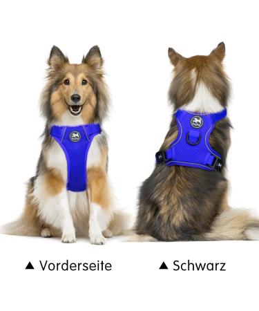 POPOTET Reflective Dog Harness - Soft Breathable Mesh Vest Adjustable Neck & Breast Royal Blue Size M - Safe & Comfortable for Your Pet - Buy Online on GoSupps.com