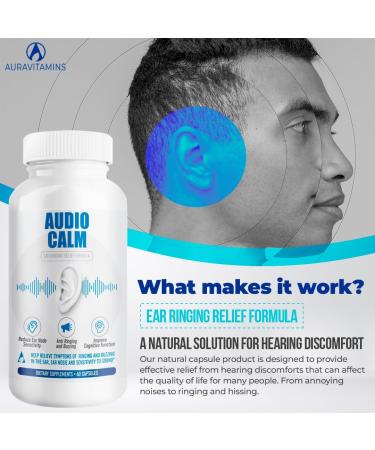 Audio Calm | Natural Tinnitus Relief Supplement - Stop Ear Ringing & Buzzing | 60 Capsules - Buy Online on GoSupps.com