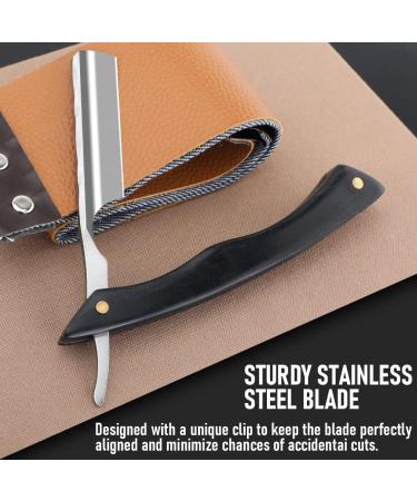 Stainless Steel Cut Throat Razor Kit with Leather Sharpener - Perfect Gift for Men - M&LD Straight Edge Razor Blades for Barber and Home Use - Buy Online on GoSupps.com
