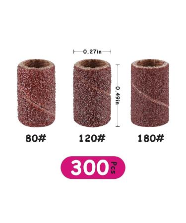 Belle 300 Pcs Sanding Bands Nail Drill Set 80 120 180 Grit Files - Professional Manicure Nail Drill Bits Brown - Buy Online on GoSupps.com