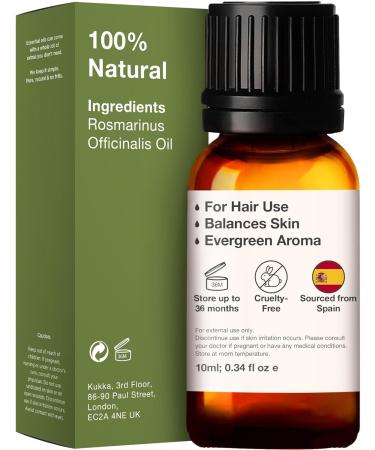 Kukka Pure Rosemary Oil for Hair Growth 10ml - 100% Natural Undiluted Therapeutic Grade Essential Oil for Skin, Scalp, and Aromatherapy - Rosemary Hair Oil for Healthy Growth - Pack of 1 - Buy Online on GoSupps.com