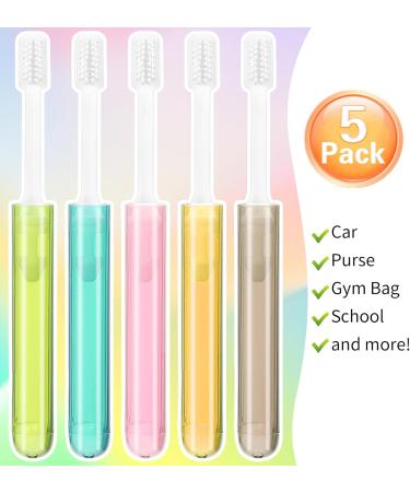 Buy 5PCS Travel Toothbrush Set - Folding Mini Toothbrushes with Covers | Soft & Portable Travel Size | Individually Wrapped in 5 Colors - Perfect for International Shipping - Buy Online on GoSupps.com