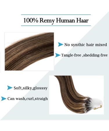 SEGO Microring Extensions - Real Human Hair Micro Loop Bondings in Medium Brown/Honey Blonde #4p27 (20in/50cm 50g) - Premium Quality Hair Extensions - Buy Online on GoSupps.com