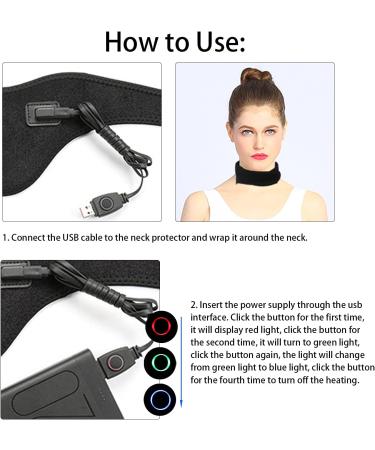 Shop A228-3 Heated Neck Bandage - Adjustable USB Heat Support for Neck Pain Relief (Black) - International Shipping Available - Buy Online on GoSupps.com