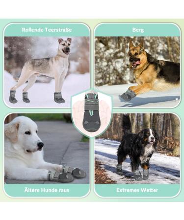 Slowton Waterproof Dog Shoes - Non-Slip Paw Protection Boots for Small & Medium Dogs | Reflective Velcro Fasteners | Winter Outdoor Use - Size 8 (7.5 cm Width) - Gray - Buy Online on GoSupps.com