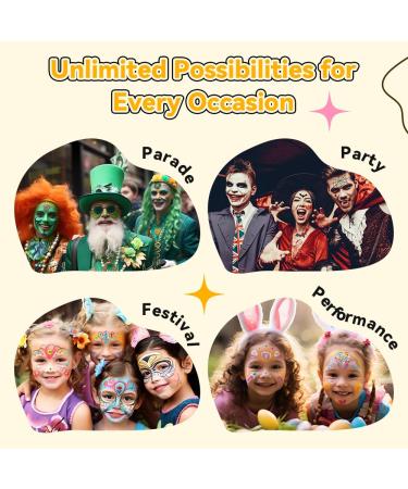 Janolia Face Painting Kit for Kids - Rainbow Split Cake & Water Activated Body Paint | Ideal for Halloween Carnival & Easter - Buy Online on GoSupps.com