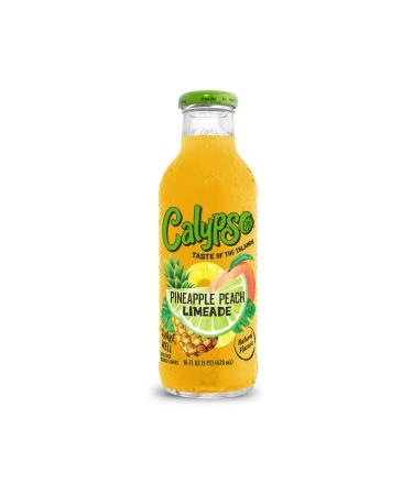 Calypso Limeade | Made with Real Fruit and Natural Flavors | Pineapple Peach Limeade, 16 Fl Oz (Pack of 12)