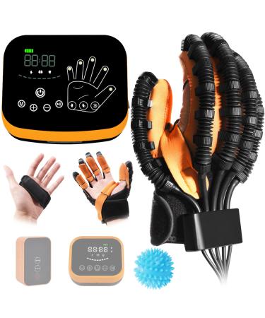 Emfocu updated hand function rehabilitation robot gloves hand-therapy glove finger rehabilitation training robot gloves stroke hemiplegie rehabilitation glove.L-rights hand-orange