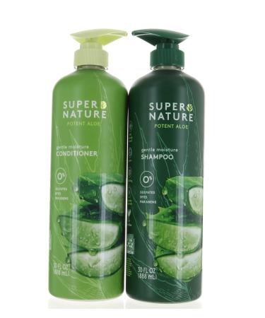 Super Nature Potent Aloe Gentle Moisture Shampoo and Conditioner Sulfates Free  30 Fl Oz