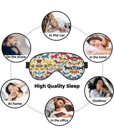 Colorful Cartoon Horses Eye Mask | Unisex Soft Sleep Mask for Travel Yoga & Shift Work - Buy Online on GoSupps.com
