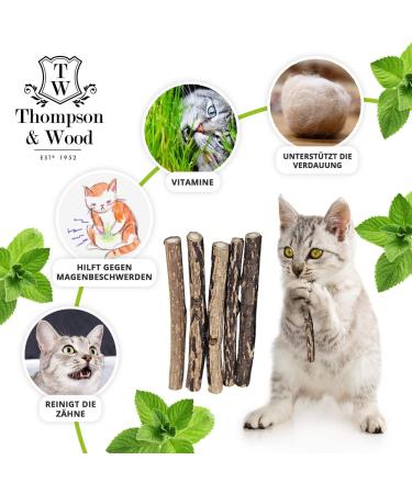 Thompson & Wood 8x Catnip Sticks - 100% Natural Cat Toy for Dental Care & Fresh Breath - Buy Online on GoSupps.com