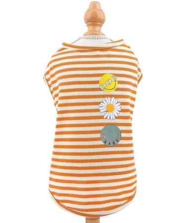 PAIDEFUL Stripe Dog Shirt XXL Orange - Soft Cotton Vest for Small Medium Dogs/Cats - Breathable Tank Top for Chihuahua, Yorkie - Pet Summer Clothes - Buy Online on GoSupps.com