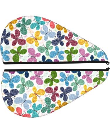 Hair Towel Wrap for Quick Drying | Colorful Butterflies Towel Turban with Button | Ideal Hair Drying Solution - Buy Online on GoSupps.com