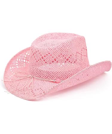 TOVOSO Pink Cowgirl Straw Hat for Women - Shapeable Cowboy Style 1 - Buy Online on GoSupps.com
