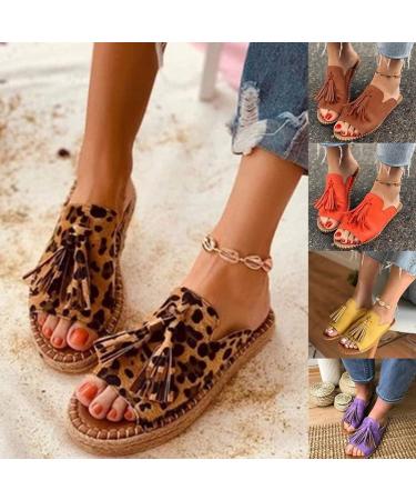 Creev Women's Flat Sole Tassel Slip-On Sandals | Summer Beach Bohemian Casual Open Toe Flip-Flops | Size 36-42 EU - Buy Online on GoSupps.com